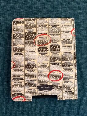 Vintage Kate Spade Newspaper Print iPad holder